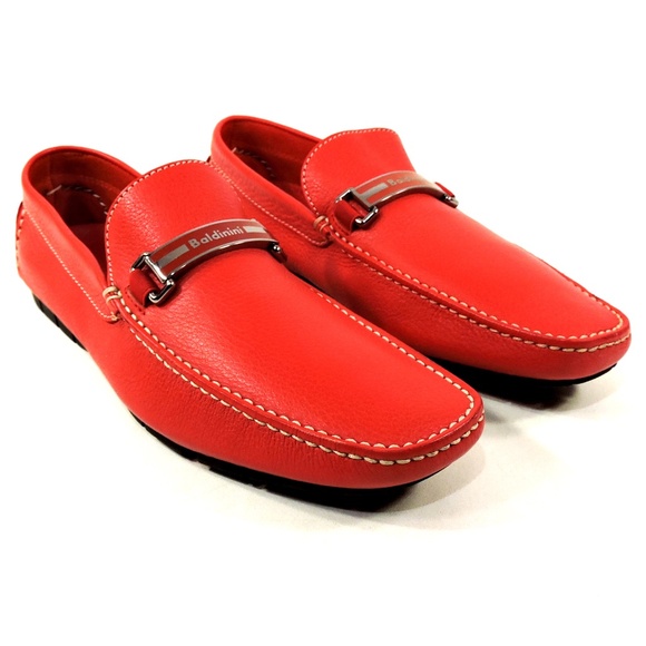 BALDININI ?? MEN\'S RED SOFT LEATHER COMFORT FLAT SUMMER LOAFERS main image 6